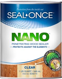 seal-once nano penetrating wood sealer & stain - 1 quart. water-based, low-voc waterproofer for fences, siding, beams, outdoor furniture & log homes.