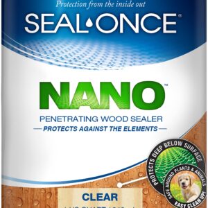 SEAL-ONCE NANO Penetrating Wood Sealer & Stain - 1 Quart. Water-based, Low-VOC waterproofer for fences, siding, beams, outdoor furniture & log homes.