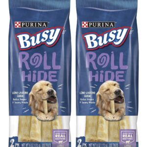 Purina Busy Rollhide Chew Treat - for Large Dogs - 2 Count Treats Per Package - Net Wt. 6 OZ (170 g) Per Package - Pack of 2