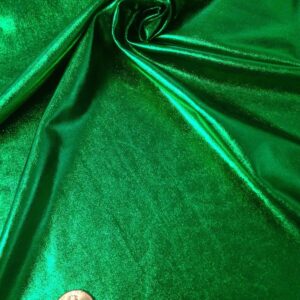 Metallic Shiny All Over Foil Stretch Polyester Spandex Fabric by The Yard (Emerald)