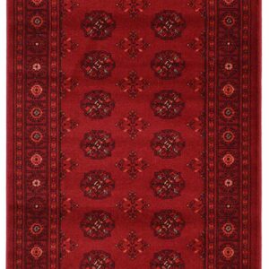 Unique Loom Tekke Collection Over-Dyed Saturated Traditional Torkaman Area Rug, 2 ft 7 in x 10 ft, Red/Burgundy