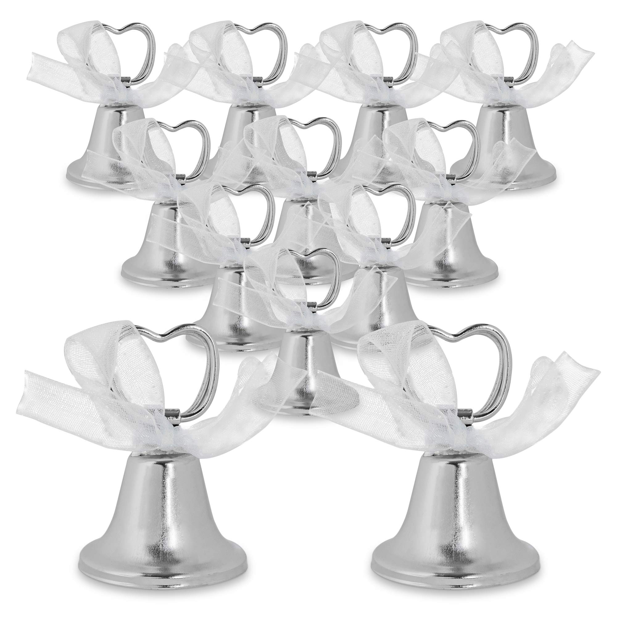 Super Z Outlet Silver Bell Place Card Holders for Table Numbers, Restaurant Menu, Weddings, Party Decoration (12 Pack)