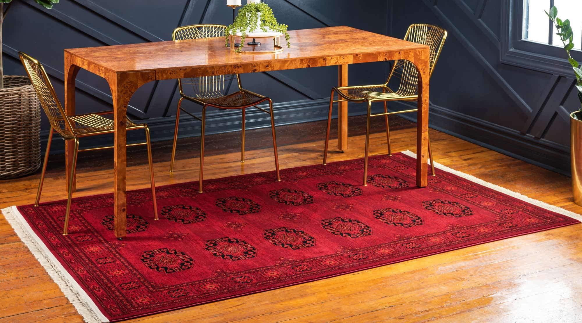 Unique Loom Tekke Collection Over-Dyed Saturated Traditional Torkaman Area Rug, 7 ft 0 in x 10 ft 0 in, Red/Black