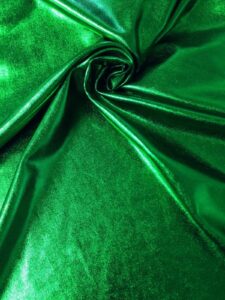 metallic shiny all over foil stretch polyester spandex fabric by the yard (emerald)