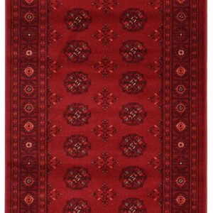 Unique Loom Tekke Collection Over-Dyed Saturated Traditional Torkaman Area Rug, 2 ft 7 in x 10 ft, Red/Burgundy