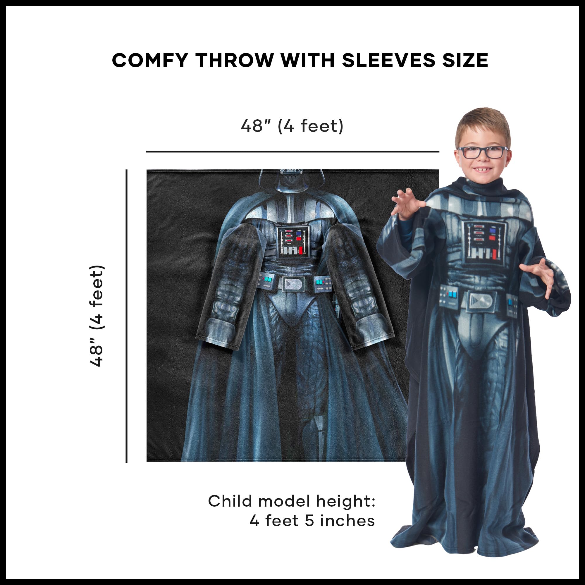 Northwest Comfy Throw Blanket with Sleeves, Youth-48 x 48 in, Being Darth Vader