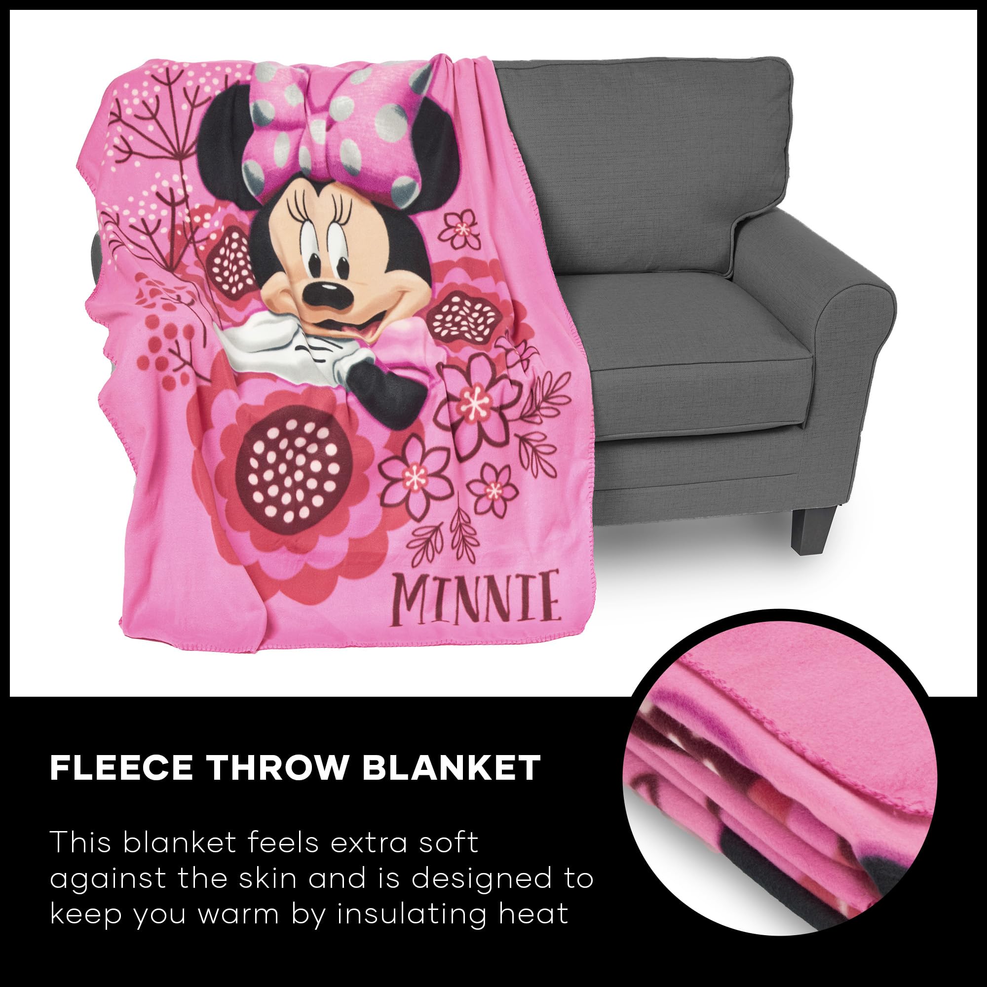 The Northwest Company Fleece Throw Blanket Disney's Minnie's Bowtique, So Many Bows, 45" x 60"