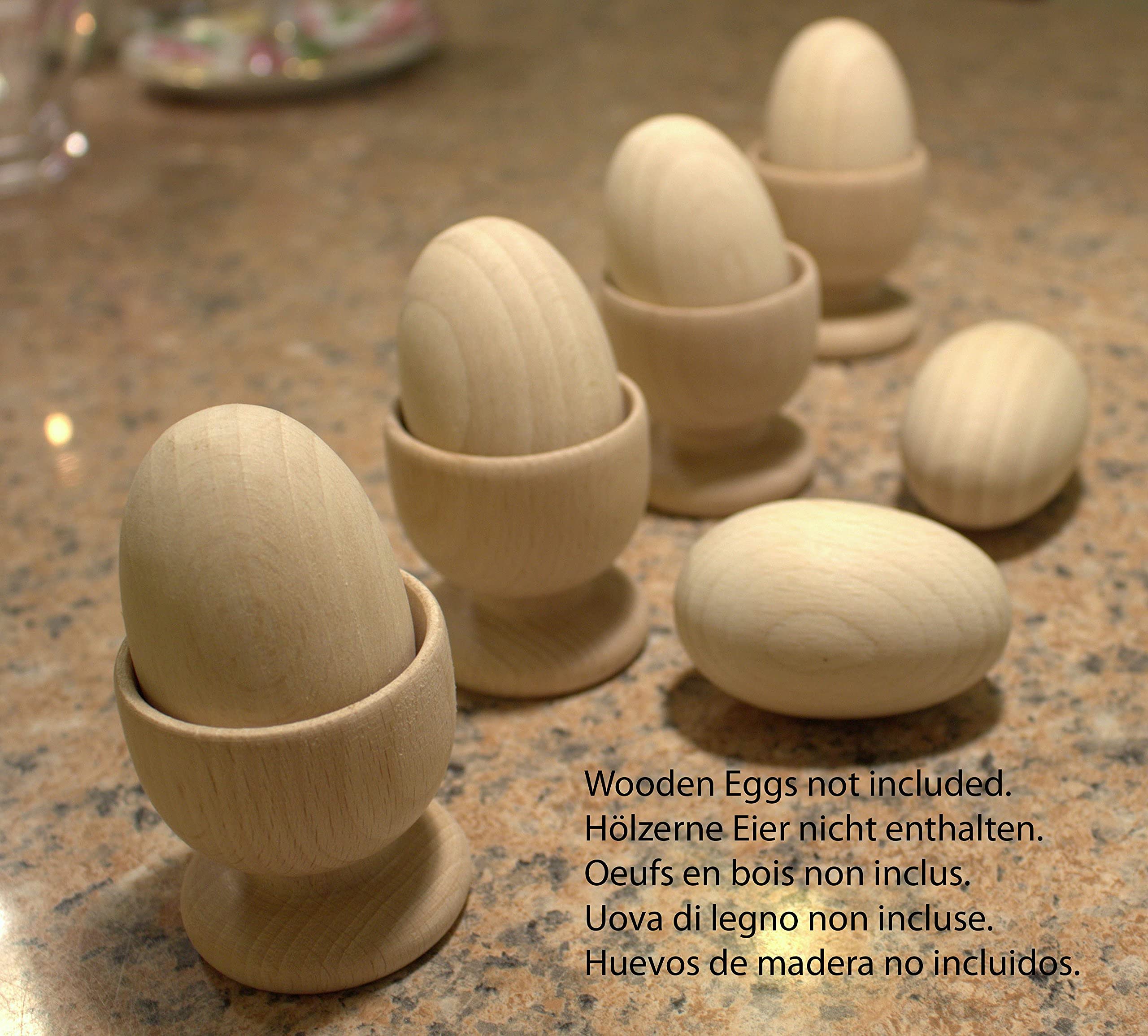 efo Wooden Egg Cups - Boiled Egg Holder - Easter Decor - Arts and Crafts DIY Unfinished Wood - Easter Gift - Egg Cup Set of 4