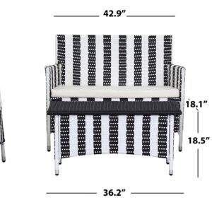 Safavieh Outdoor Collection Figueroa Black and White 4-Piece Patio Set