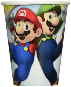 amscan vibrant multicolored super mario brothers paper cups - 9 oz (pack of 8) - kid-friendly & eco-friendly, featuring everyone's favorite characters