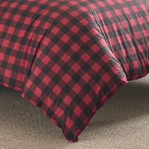 Eddie Bauer - Twin Duvet Cover Set, Cotton Reversible Bedding, Buffalo Plaid Home Decor for All Seasons (Red/Black, Twin)