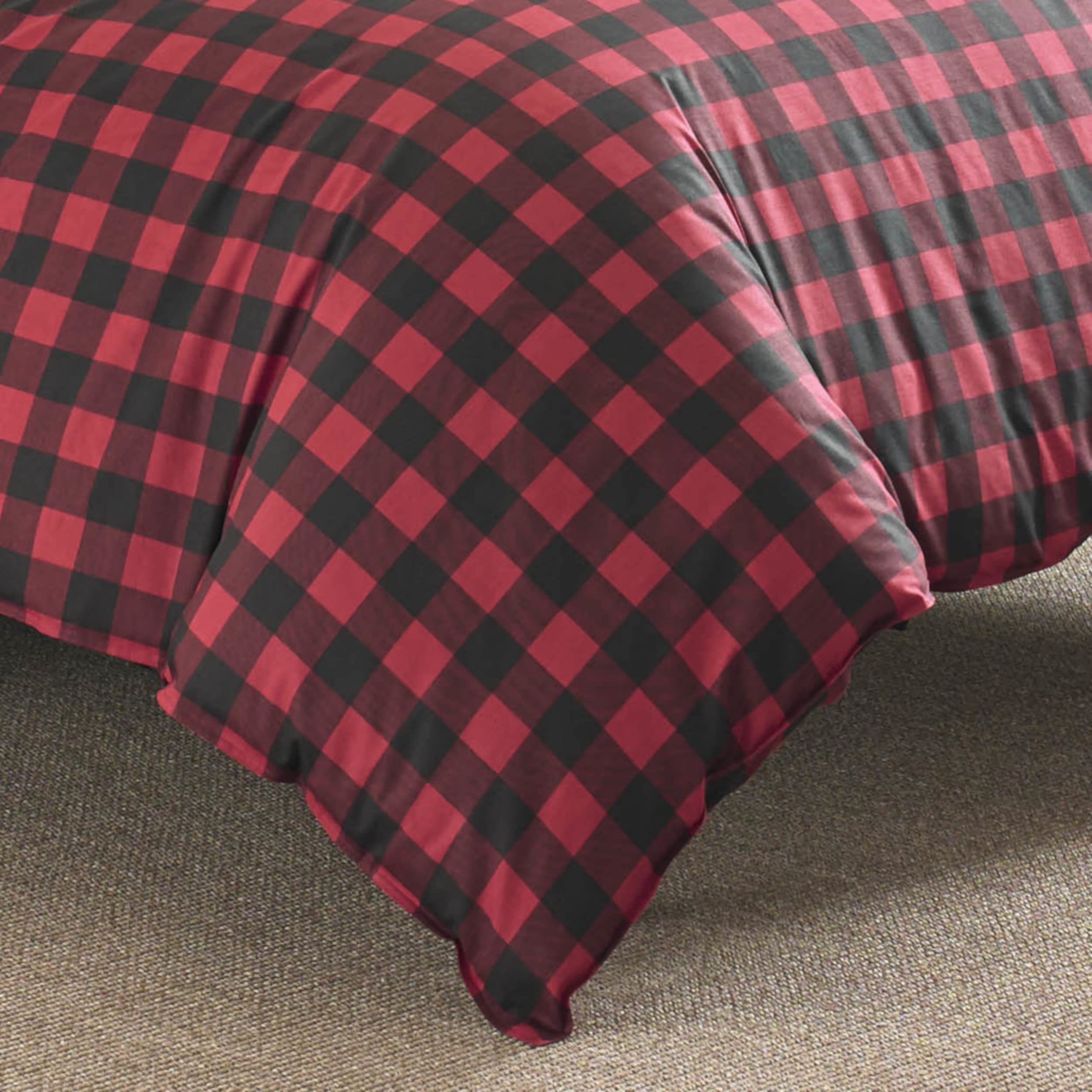 Eddie Bauer - Twin Duvet Cover Set, Cotton Reversible Bedding, Buffalo Plaid Home Decor for All Seasons (Red/Black, Twin)