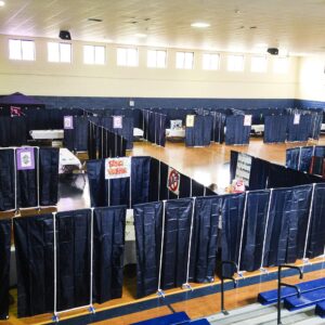 Portable Room Divider | Privacy Screen | Room Divider for Education, Clinics, Biometric Screenings, Health Screenings and Travel | No Tools Required | Dark Blue