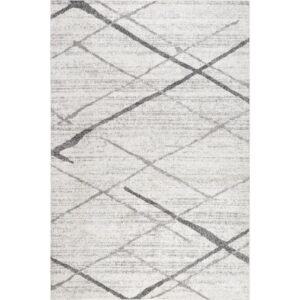 nuLOOM 8x12 Thigpen Contemporary Area Rug, Grey, Abstract Lines, Non-Slip Backing, Stain Resistant, For Bedroom, Dining Room, Living Room, Hallway, Office, Kitchen, Entryway