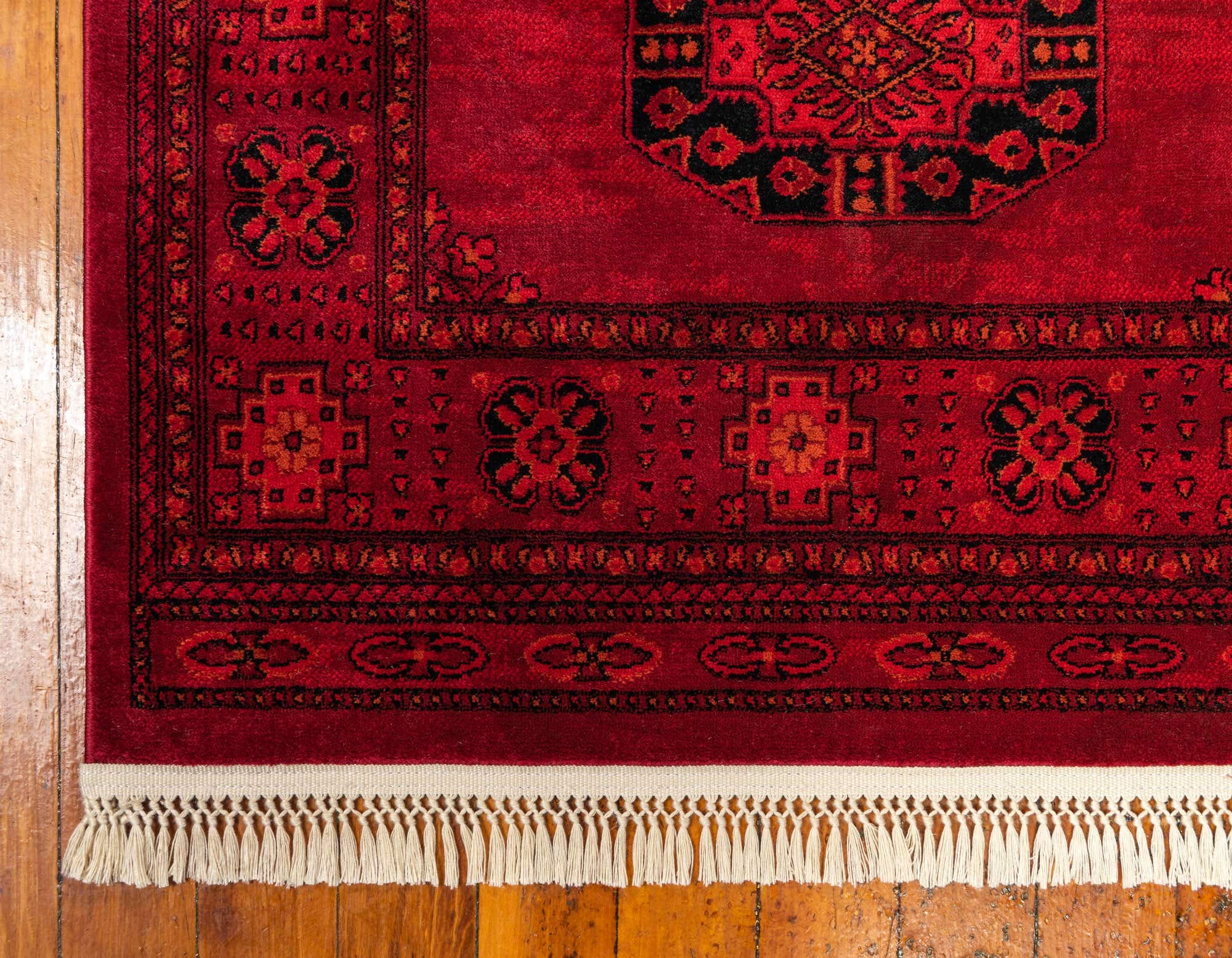 Unique Loom Tekke Collection Over-Dyed Saturated Traditional Torkaman Area Rug, 7 ft 0 in x 10 ft 0 in, Red/Black