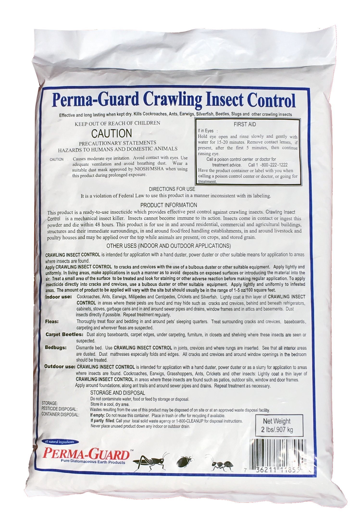 Perma Guard Crawling Insect Control Diatomaceous Earth Powder / 2 Pound Bag