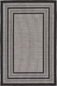 unique loom outdoor border collection area rug - multi border (3' 3" x 5' 1" rectangle, gray/ black)