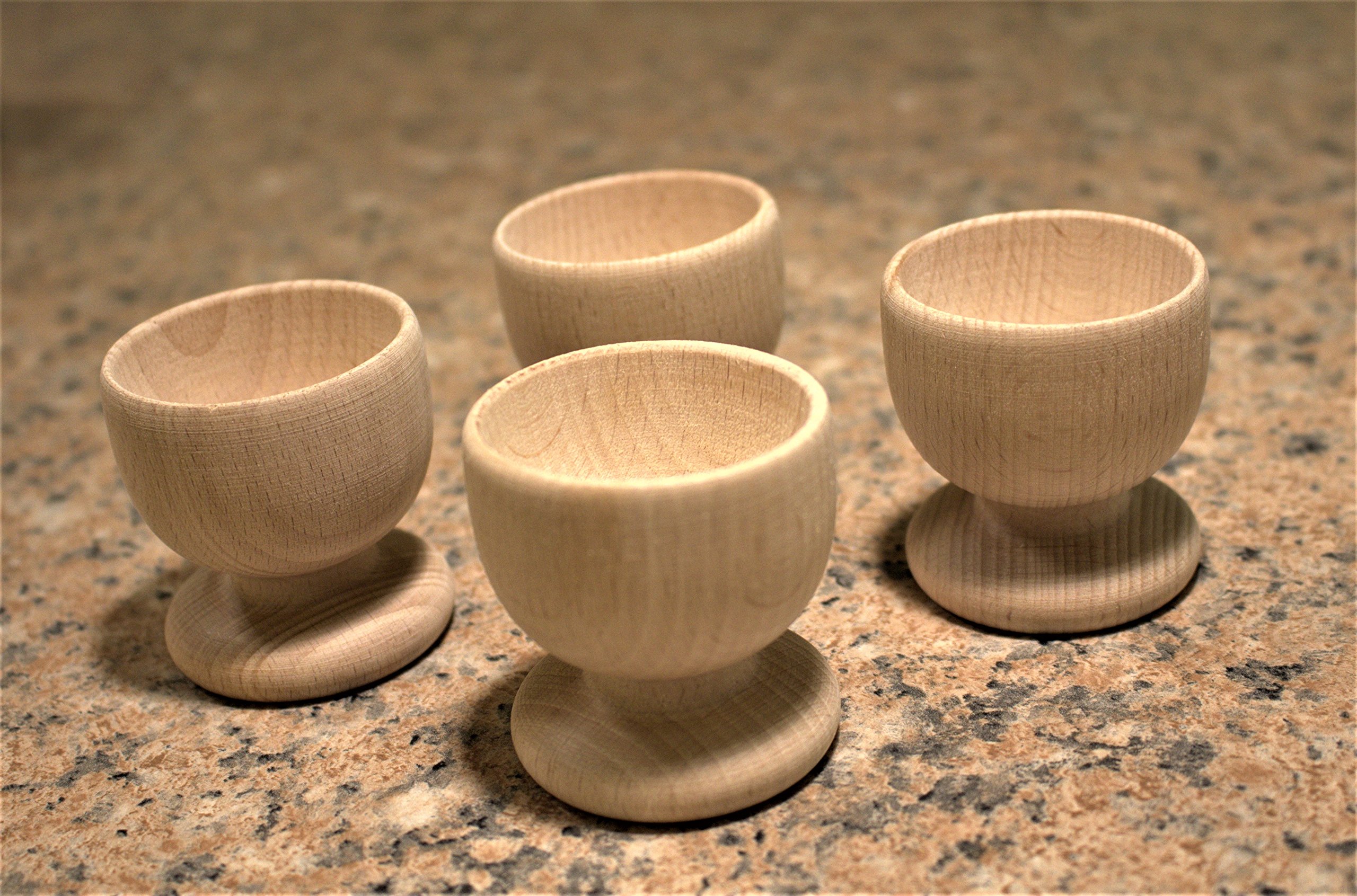 efo Wooden Egg Cups - Boiled Egg Holder - Easter Decor - Arts and Crafts DIY Unfinished Wood - Easter Gift - Egg Cup Set of 4