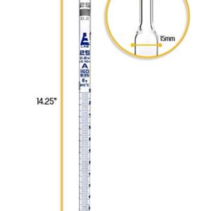 EISCO Serological Pipette, 25ml - Class A, Tolerance ±0.100ml - Blue Graduations - Color Code, White - Calibrated for Delivery to Jet - Borosilicate Glass