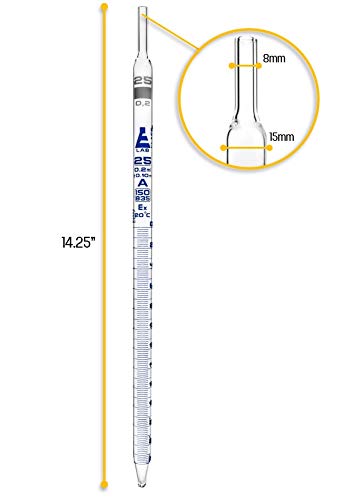 EISCO Serological Pipette, 25ml - Class A, Tolerance ±0.100ml - Blue Graduations - Color Code, White - Calibrated for Delivery to Jet - Borosilicate Glass