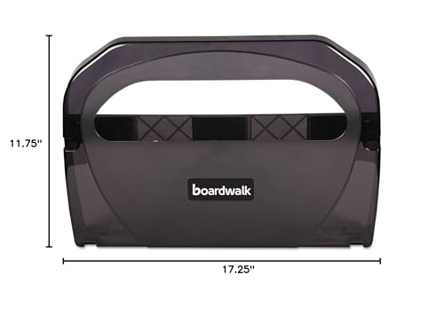 Boardwalk TS510SBBW 17.25 in. x 3.13 in. x 11.75 in. Toilet Seat Cover Dispenser - Smoke Black