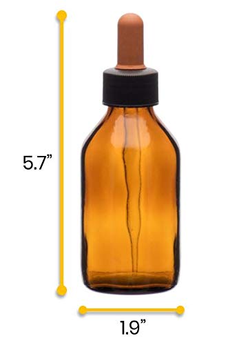 EISCO Dropping Bottle, 100ml (3.3oz) - Amber Soda Glass - Screw Cap with Amber Glass Dropper & Rubber Bulb