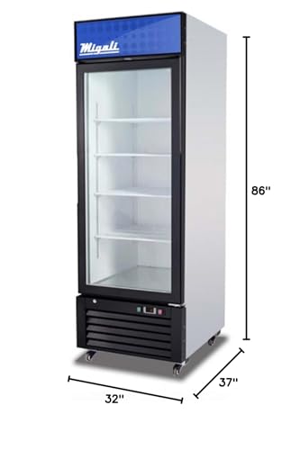 Migali C-23RM-HC 27" Swing Glass Door Merchandiser Refrigerator 23 Cu Ft White - Bottom Mount Glass Front Fridge, Beverage Display Cooler With Lock - ETL Listed