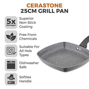 Tower T80336 Cerastone Forged Grill Pan with Non-Stick Coating and Soft Touch Handle, 25cm, Graphite