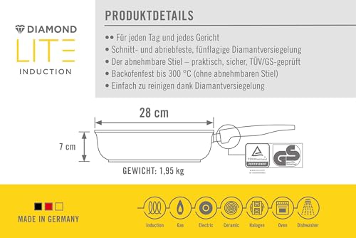 Woll Norbert Diamond Lite 1728DPI Induction Cast High-Rim Pan AS 28 cm/7 cm/3.5 litres Black