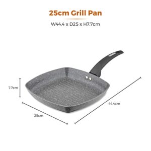 Tower T80336 Cerastone Forged Grill Pan with Non-Stick Coating and Soft Touch Handle, 25cm, Graphite