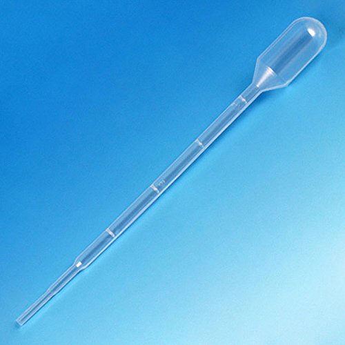 Globe Scientific Transfer Pipettes w/Small Bulb 3 mL, Non-Sterile, Graduated to The 1 mL Mark, LD Polyethylene, 140mm, 137035 (Box of 500)