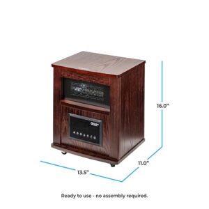 Comfort Zone Wood Cabinet Space Heater with Remote, 16 inch, Adjustable Thermostat, Digital Display, Overheat Protection, Electric, Infrared Quartz, Ideal for Home, Bedroom, & Office, 1,500W, CZ2032C