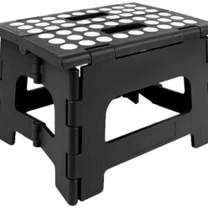 StepSafe Non Slip Folding Step Stool For Kids and Adults with Handle- 9 in Height, Holds up to 300 Lb! (black)