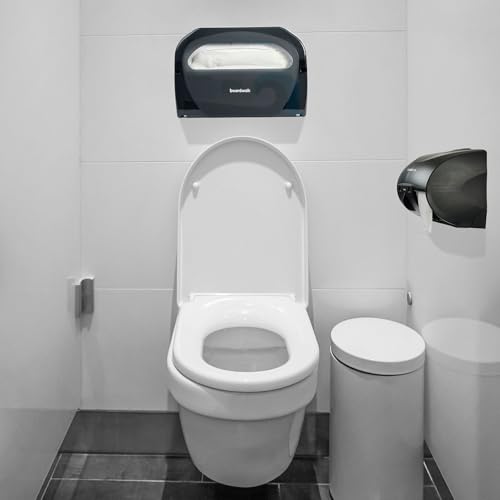 Boardwalk TS510SBBW 17.25 in. x 3.13 in. x 11.75 in. Toilet Seat Cover Dispenser - Smoke Black