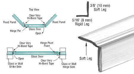 CRL Translucent Vinyl Edge "L" Seal with Pre-Applied Tape for 3/8" Maximum Gap - 95 in long