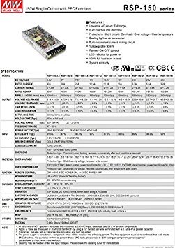 MeanWell RSP-150-12 100V-240VAC INPUT, 12VDC OUTPUT, 150WATTS