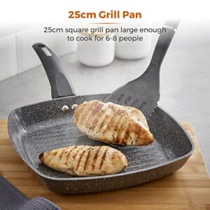 Tower T80336 Cerastone Forged Grill Pan with Non-Stick Coating and Soft Touch Handle, 25cm, Graphite