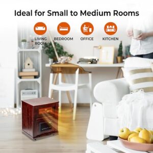 Comfort Zone Wood Cabinet Space Heater with Remote, 16 inch, Adjustable Thermostat, Digital Display, Overheat Protection, Electric, Infrared Quartz, Ideal for Home, Bedroom, & Office, 1,500W, CZ2032C