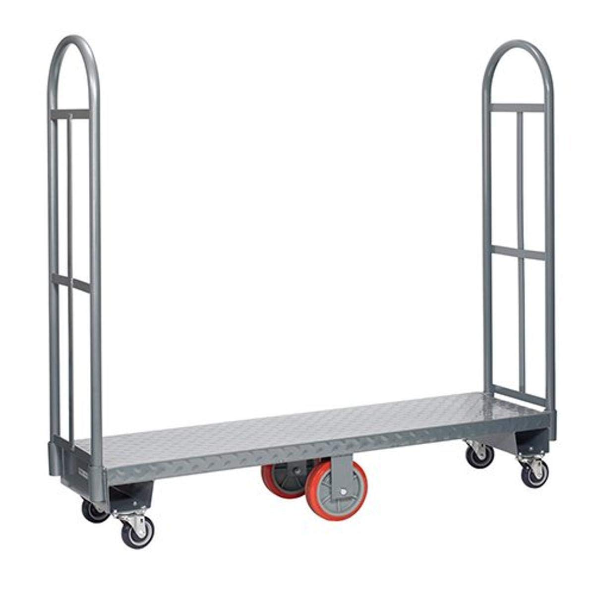 Winholt 300-60D/PU U-Boat Diamond Steel Deck, Utility Cart with Polyurethane Center and End Wheels,239.65 gal Capacity, 63" Length x 16" Width x 61" Height Size