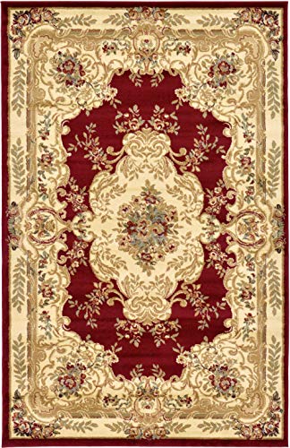 Unique Loom Versailles Collection Area Rug - Charles (5' 3" x 8' Rectangle Red/Cream)