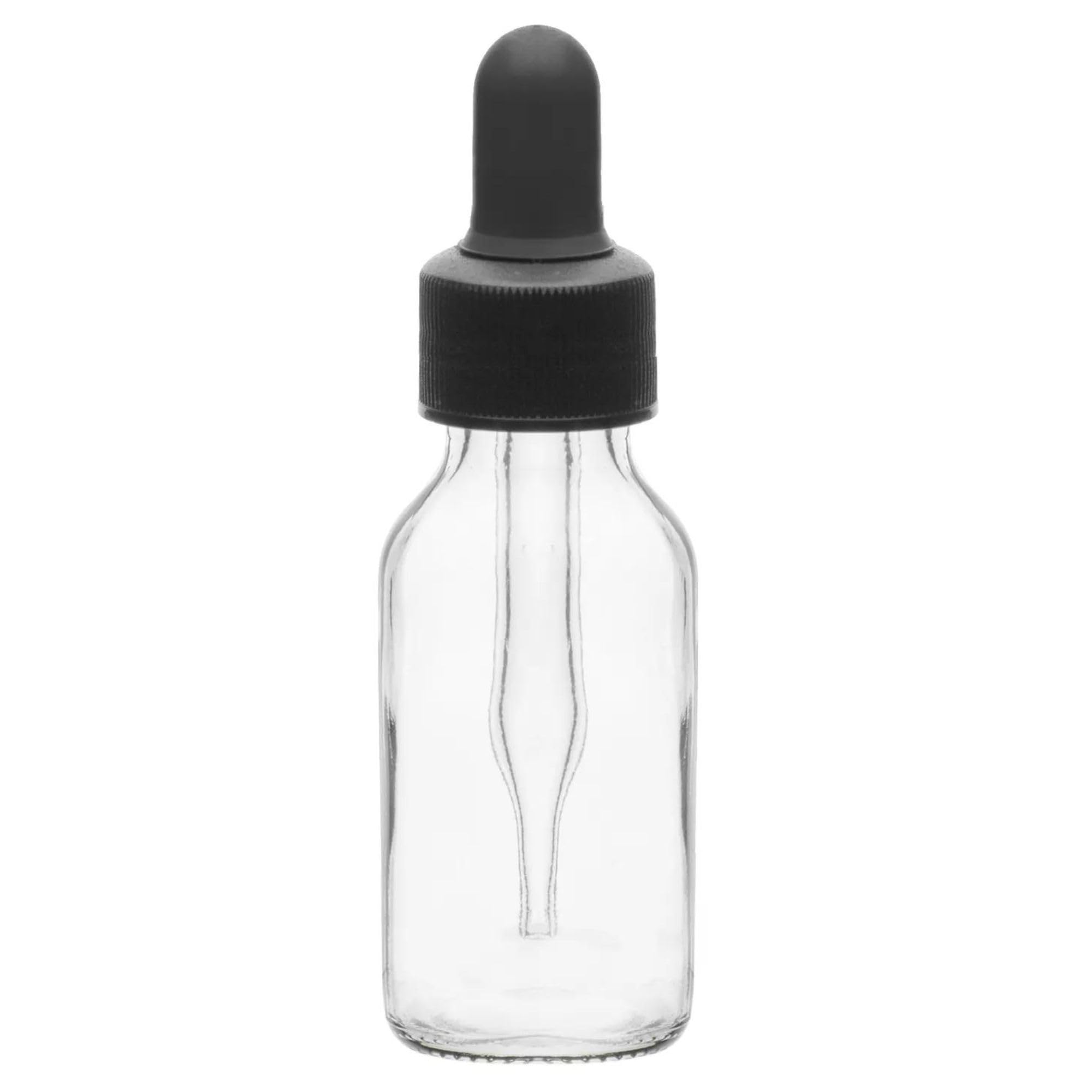 EISCO Dropping Bottle, 60ml (2oz) - Transparent Soda Glass - Screw Cap with Glass Dropper & Rubber Bulb Labs