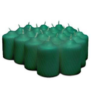 green pine scented votive candles - 15 hour long burn time - textured finish - box of 20