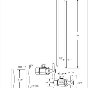 Westbrass Bullnose Faucet Kit with Cross Handles, 5/8" OD x 3/8" OD x 20", Polished Nickel, D105KBNX-05