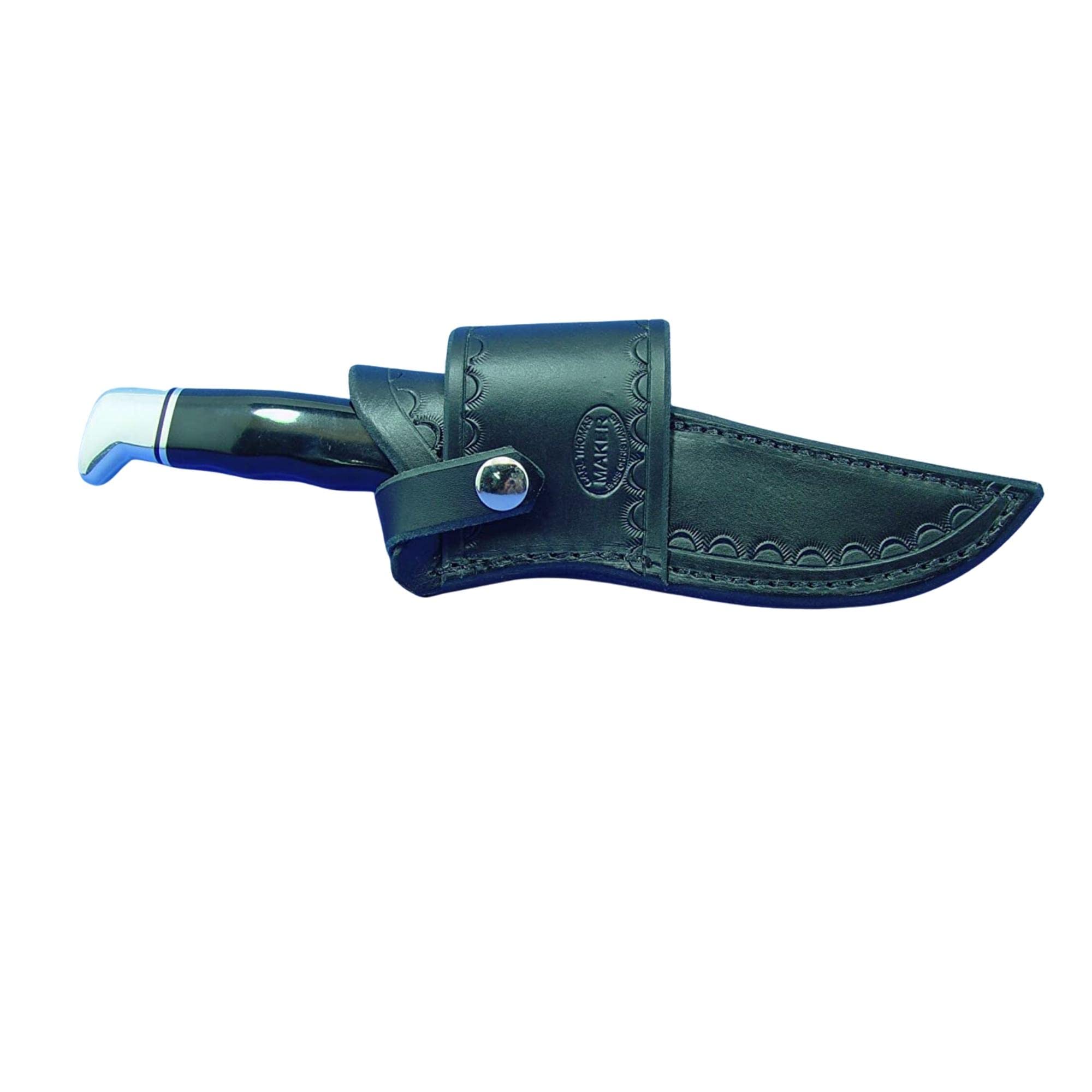 Buck 119 Cross Draw Knife Sheath. This Sheath Is Made Out of 8 Ounce Leather the Leather Is Very Soft Durable and Pliable You Will Not Need to Line Your Sheath for Your Finer Knives. The Leather Is Dyed Black with Border Tooling. The Sheath Can Be Worn on