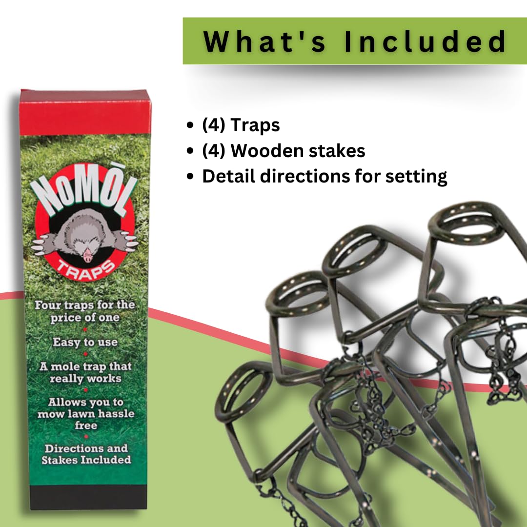 NoMol® Mole Trap by Wildlife Control Supplies – Wire Tong Underground Spring Trap – Safe & Effective Pest Control for Commercial & Residential Use – Great for Backyards, Gardens, & Flower Beds