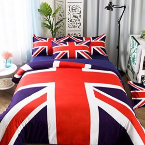 newrara union jack duvet cover set queen size 3 pieces 100% cotton