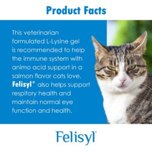 Felisyl L-Lysine Gel for Cats - Immune System Support - Supplement Support for Healthy Tissue, Respiratory, and Vision - Salmon-Flavored - Made in The USA - 6-Pack - 30 oz