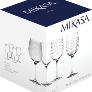 Mikasa Set of 4 Cheers Crystal White Wine Glasses, Silver