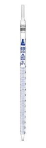 eisco serological pipette, 25ml - class a, tolerance ±0.100ml - blue graduations - color code, white - calibrated for delivery to jet - borosilicate glass