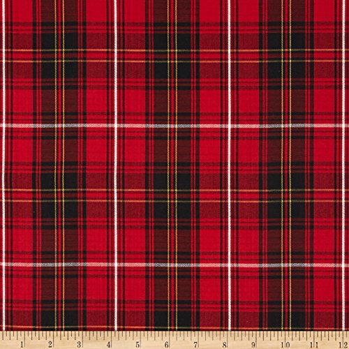 House of Wales Lawn Plaid Red, Fabric by the Yard